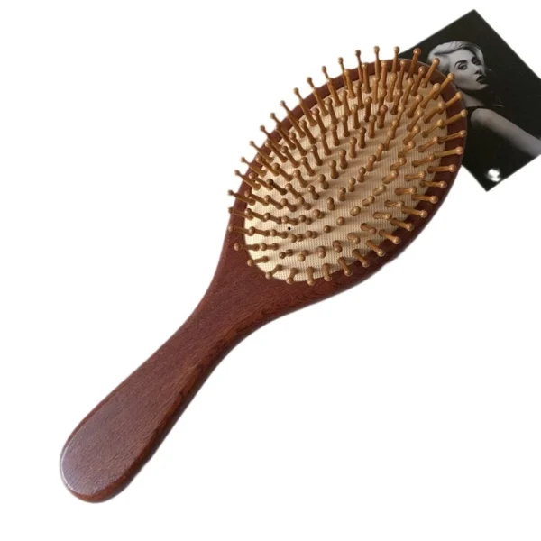 Wooden hair brush with steel needles for scalp care and massage - Image 6