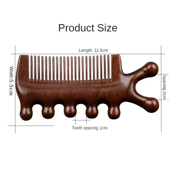 Wooden Hair Brush: Meridian Massage Comb, Sandalwood Acupuncture Head Comb - Image 6