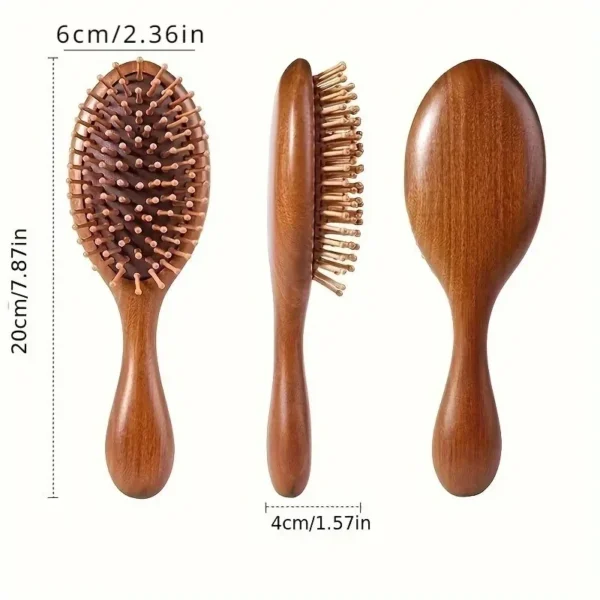 Wooden Hair Brush: Anti-Static Scalp Massage Comb for Smoothing and Relaxation - Image 5