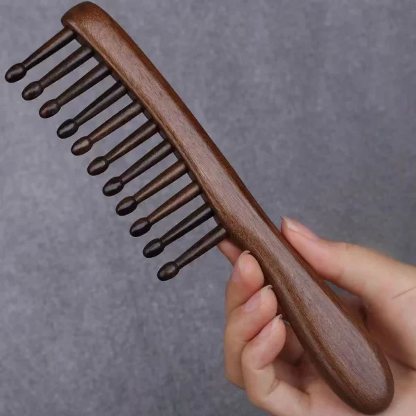 1Pc Wooden Hair Brush for Meridian Massage, Anti-static, No-snags - Image 3