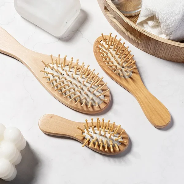 Wooden Hair Brush for Scalp Massage and Anti-Hair Loss Care - Image 3