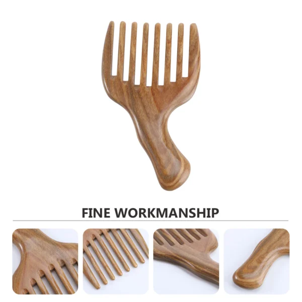 Wooden hair brush comb for men, wide sandalwood design - Image 6