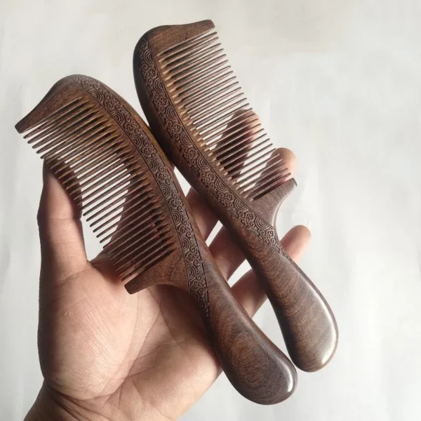 Wooden Hair Brush: Sandalwood Anti-Static Detangler & Scalp Massage - Image 4