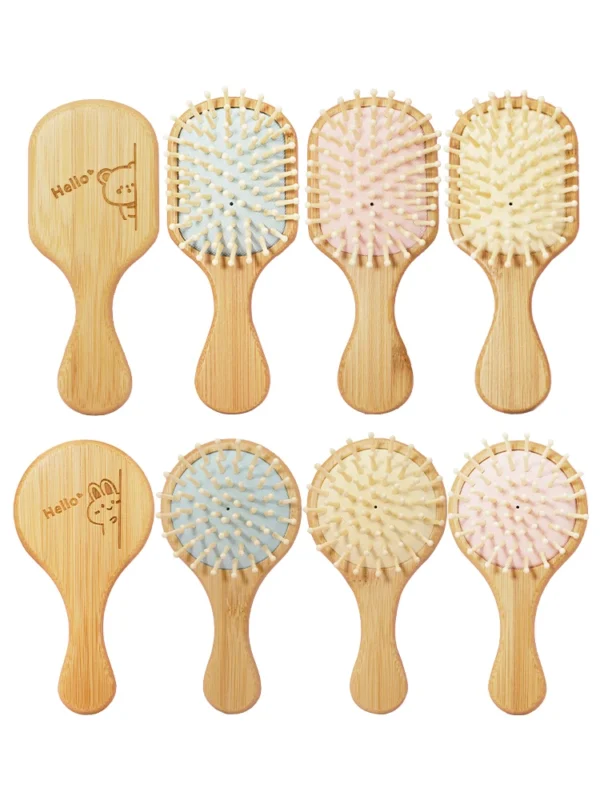 Wooden Hair Brush: Cute Cat Design, Anti-Static Scalp Massage