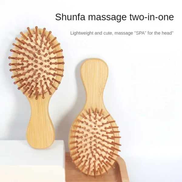 Wooden Hair Brush Massage Anti-Static Detangling Reduce Hair Loss Styling - Image 3