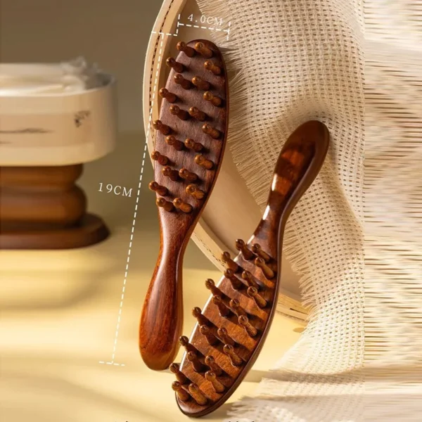 Wooden hair brush, sandalwood massage comb with circular tooth design - Image 6