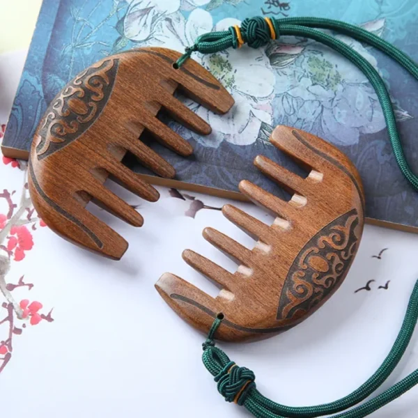 Wooden Hair Brush: Sandalwood Carved Comb for Beard and Hair Styling - Image 5