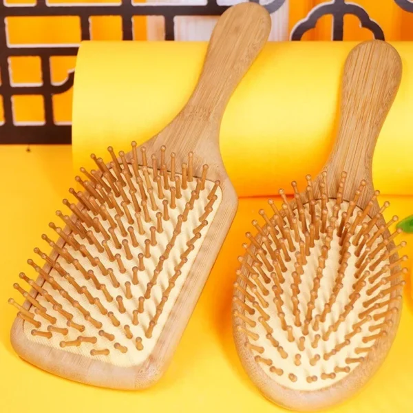 Wooden hair brush for healthy scalp, hair care, and massage