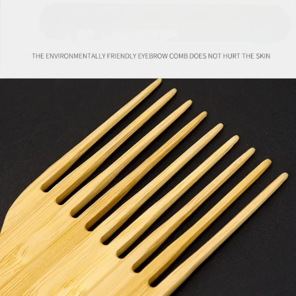 1Pcs Natural Bamboo Wooden Hair Brush Anti-Static Wide Tooth Afro Comb - Image 3