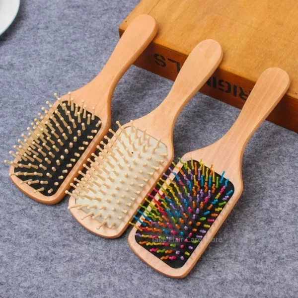 Wooden hair brush with air cushion for scalp massage and anti-static