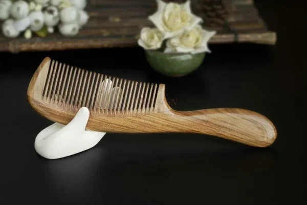 Large Handle Green Sandalwood Wooden Hair Brush for Smooth Hair