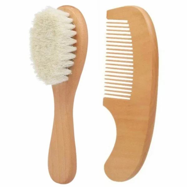 Wooden Hair Brush Baby Comb Newborn Massage Soft Wool Bristles Gentle Care - Image 2