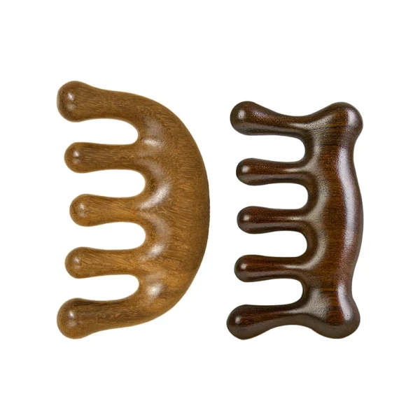 Wooden hair brush, sandalwood scalp massager and wide tooth comb - Image 6