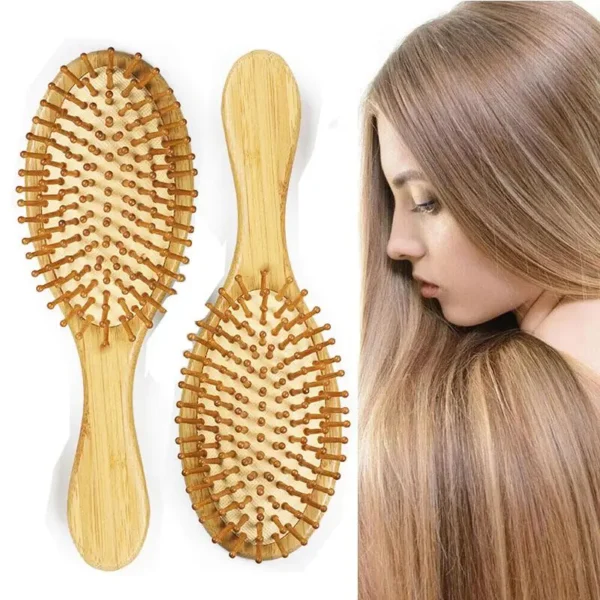 Wooden Hair Brush: Scalp Massager, Detangling Bamboo Styling Comb