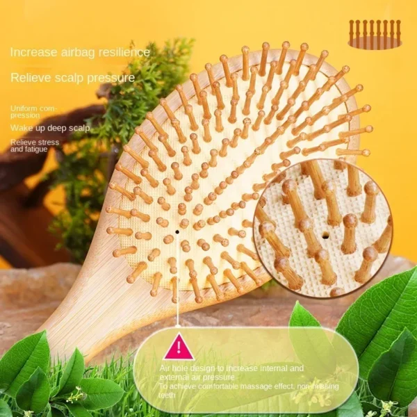 Wooden hair brush for healthy scalp, hair care, and massage - Image 2