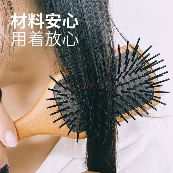 Wooden Hair Brush Large Paddle Detangling Flexible Cushion Hairbrush