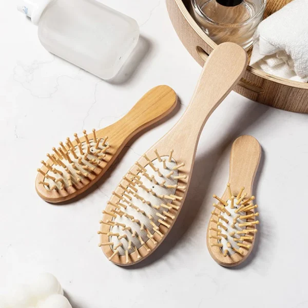 Wooden Hair Brush for Scalp Massage and Anti-Hair Loss Care - Image 2