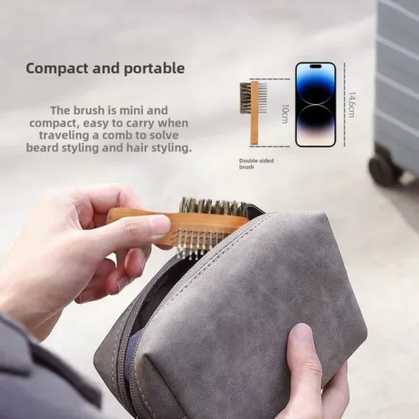Wooden Hair Brush Double-Sided Beard Styling Comb For Men Professional - Image 4