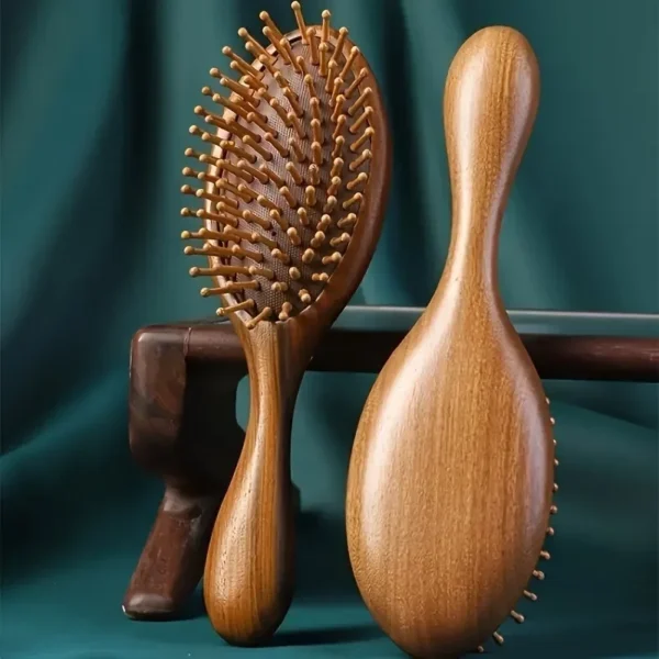 Wooden Hair Brush: Anti-Static Scalp Massage Comb for Smoothing and Relaxation