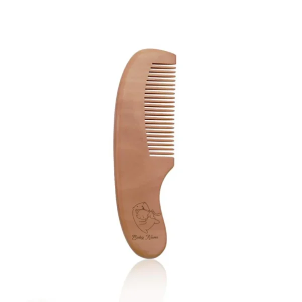 Natural Wooden Hair Brush for Babies with Soft Bristles and Comb - Image 3