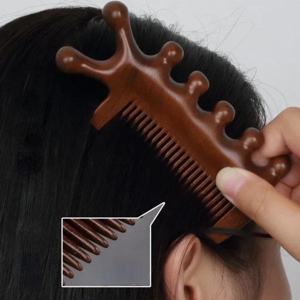 Wooden Hair Brush: Meridian Massage Comb, Sandalwood Acupuncture Head Comb - Image 4