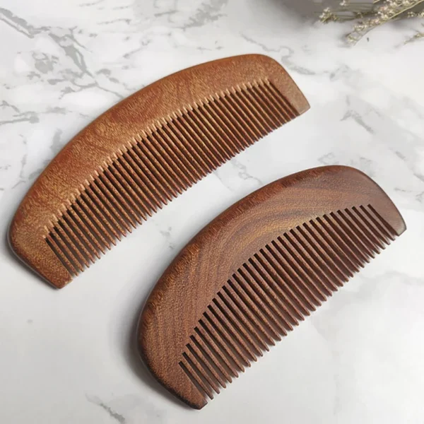 Wooden Hair Brush: Natural Green Sandalwood Fine Tooth Comb Massage - Image 4