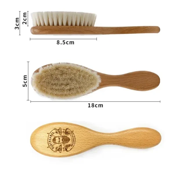 Wooden Hair Brush Set for Beard, Mustache, and Facial Hair