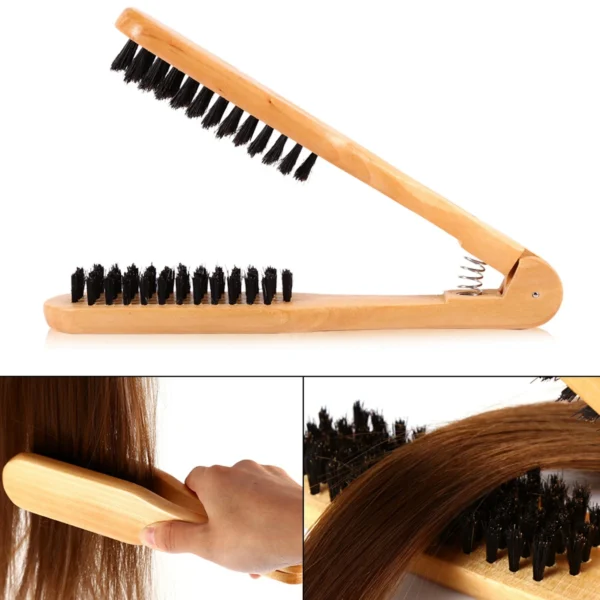 Wooden Hair Brush Double Comb Anti-Static Professional Hairdressing Tool - Image 2