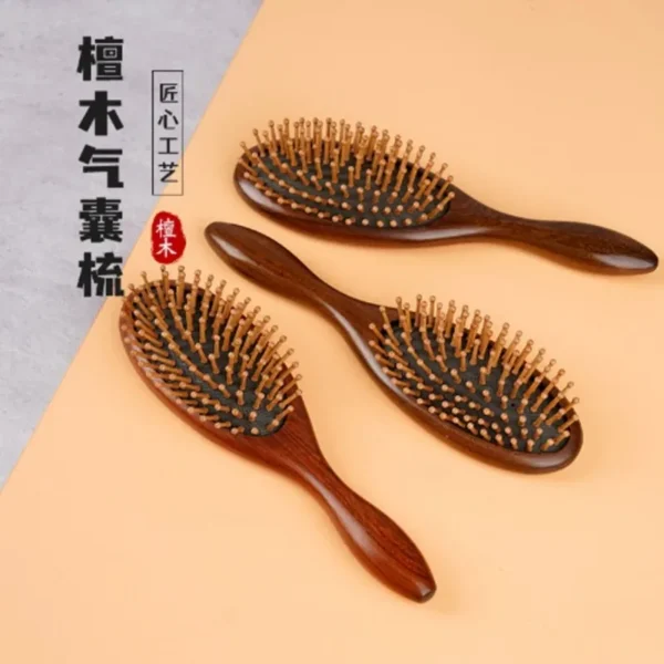 Wooden Hair Brush: Anti-static Air Cushion Comb for Curly, Wet Hair - Image 3