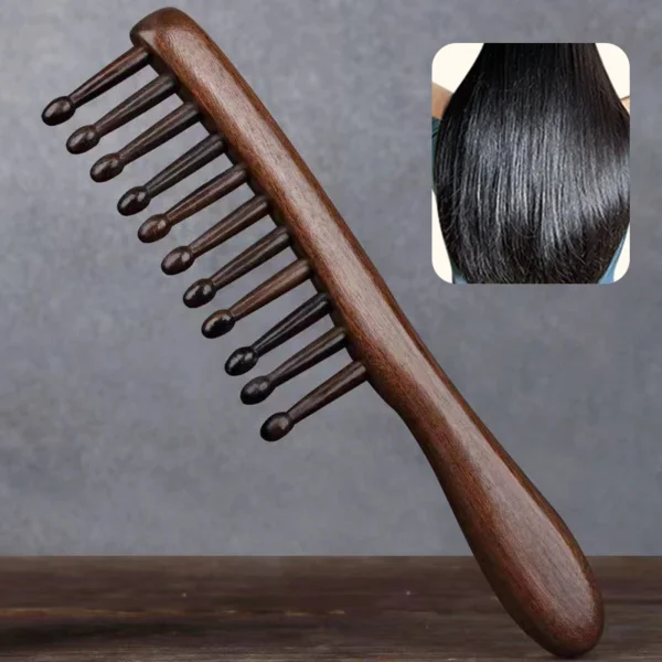 1Pc Wooden Hair Brush for Meridian Massage, Anti-static, No-snags - Image 2