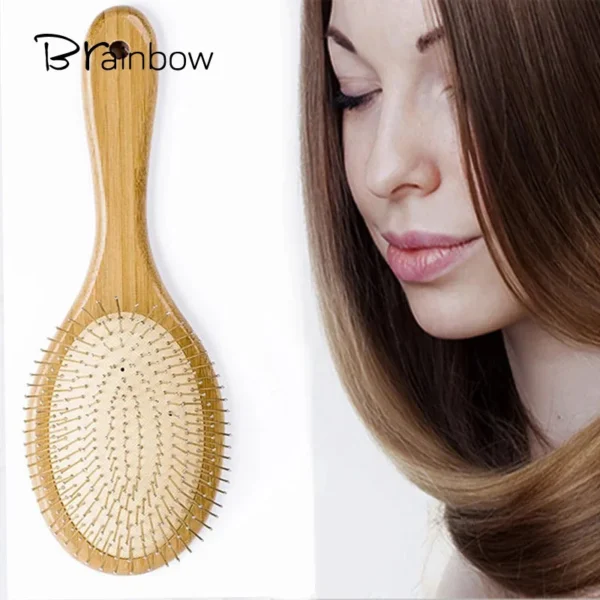 Wooden Hair Brush: Bamboo Scalp Massage Comb with Airbag Cushion