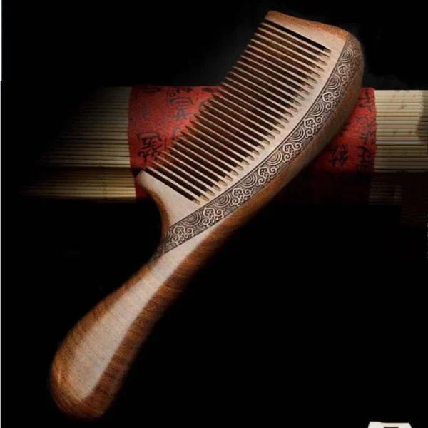 Wooden Hair Brush: Sandalwood Anti-Static Detangler & Scalp Massage - Image 3