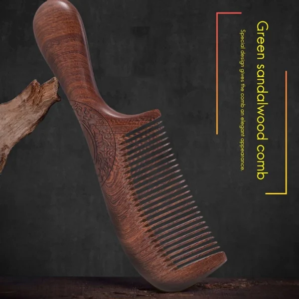 Wooden Hair Brush Anti-Static Fine-Tooth Comb For Home & Travel - Image 3