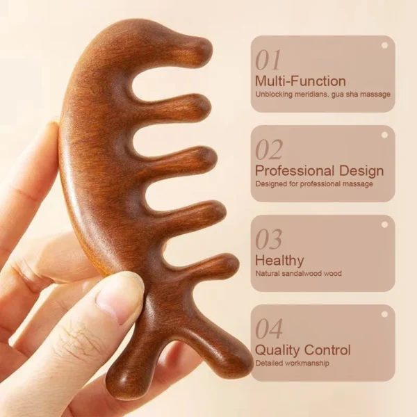 Wooden Hair Brush, Sandalwood Comb, and Scalp Massager for Care - Image 3