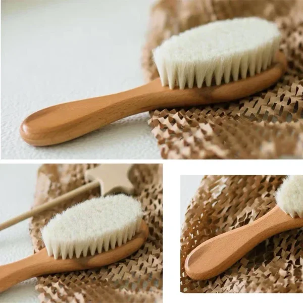 Wooden Hair Brush: Natural Wool Comb & Infant Head Massager - Image 5