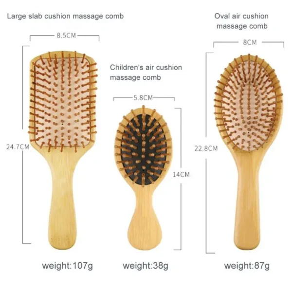 Wooden Hair Brush: Eco Bamboo Detangle, Scalp Massage Styling Tool - Image 4