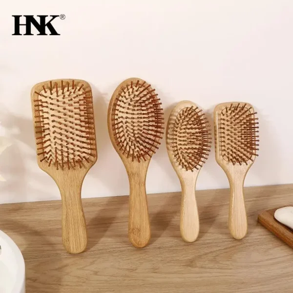 Wooden hair brush for scalp massage, anti-static, tangle-free comb