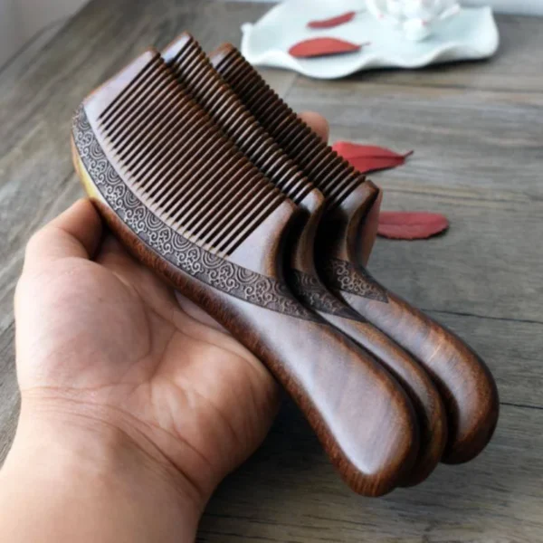 Wooden Hair Brush: Sandalwood Anti-Static Detangler & Scalp Massage - Image 5