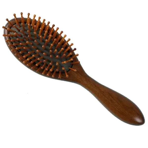 Golden Silk Green Sandalwood Wooden Hair Brush, Anti-Static, Curly Hair Comb - Image 6