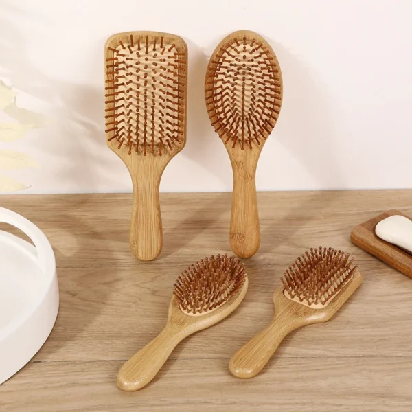 Wooden hair brush for scalp massage, anti-static, tangle-free comb - Image 2