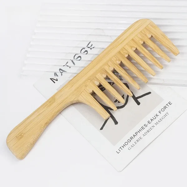 1Pcs Natural Bamboo Wooden Hair Brush Anti-Static Wide Tooth Comb - Image 5