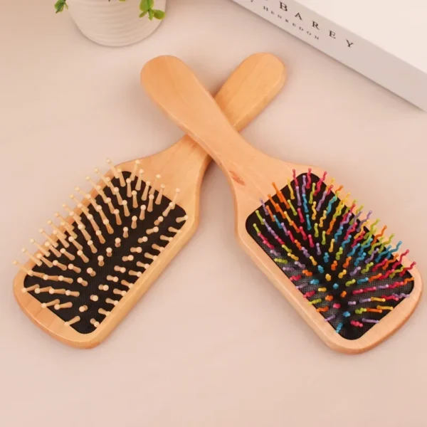 Wooden hair brush for scalp care, curly hair, and hair loss - Image 2