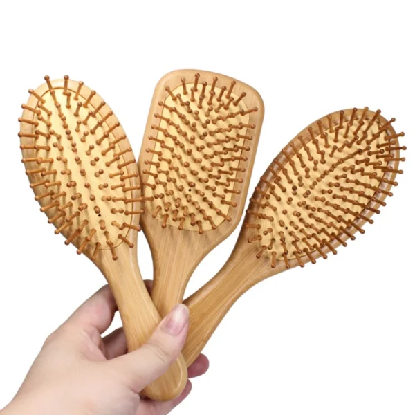 Wooden hair brush for women, anti-static, detangling, reduce hair loss - Image 2