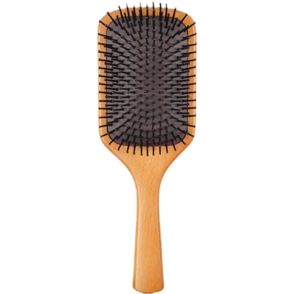 Wooden Hair Brush Large Paddle Detangling Flexible Cushion Hairbrush - Image 2