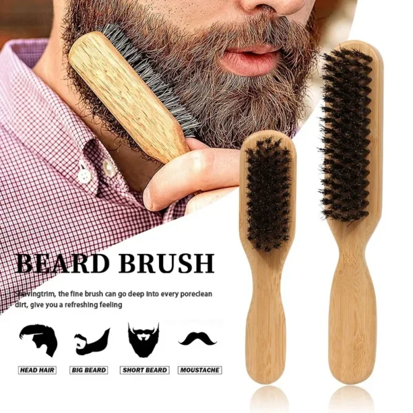 Wooden Hair Brush: Boar Bristle Comb for Beard and Styling