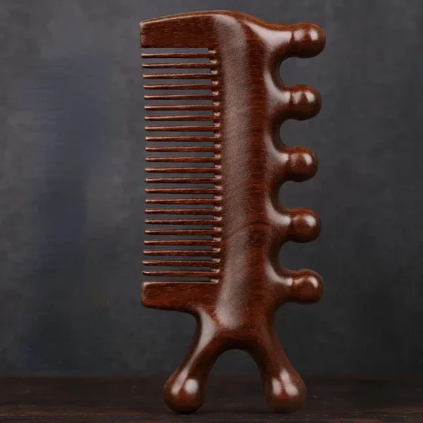 Wooden Hair Brush: Meridian Massage Comb, Sandalwood Acupuncture Head Comb - Image 3