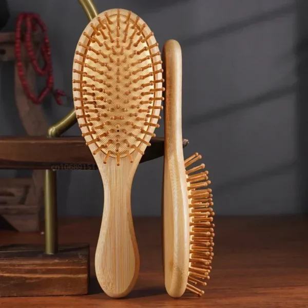 Wooden Hair Brush: Bamboo Air Cushion Massage Comb for Smooth Hair - Image 2