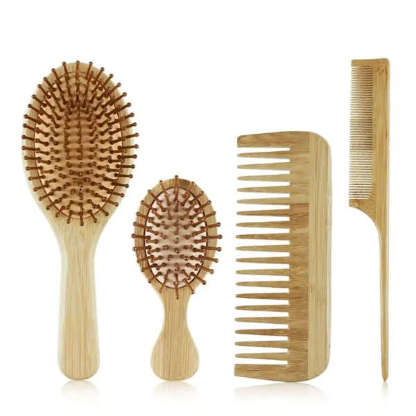 Wooden Hair Brush: Bamboo Scalp Massager, Anti-Static Cushion Comb - Image 5