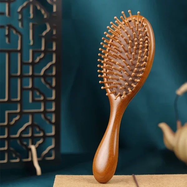 Wooden Hair Brush Air Cushion Anti-Static Massage Comb Curly Hair