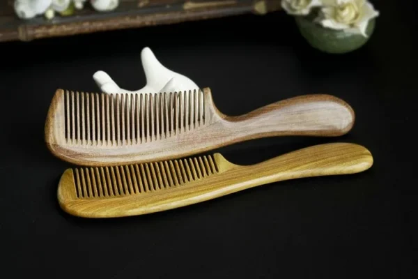 Large Handle Green Sandalwood Wooden Hair Brush for Smooth Hair - Image 6